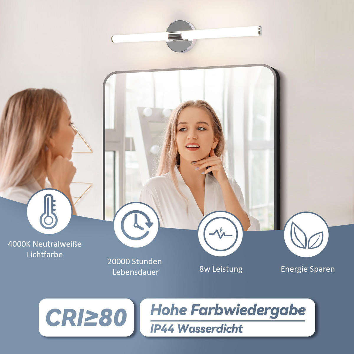 SPIEGELLEUCHTE Vryxelk 12/6.6/60 cm - Chromfarben, Kunststoff (60/12/6.6cm) - ZMH