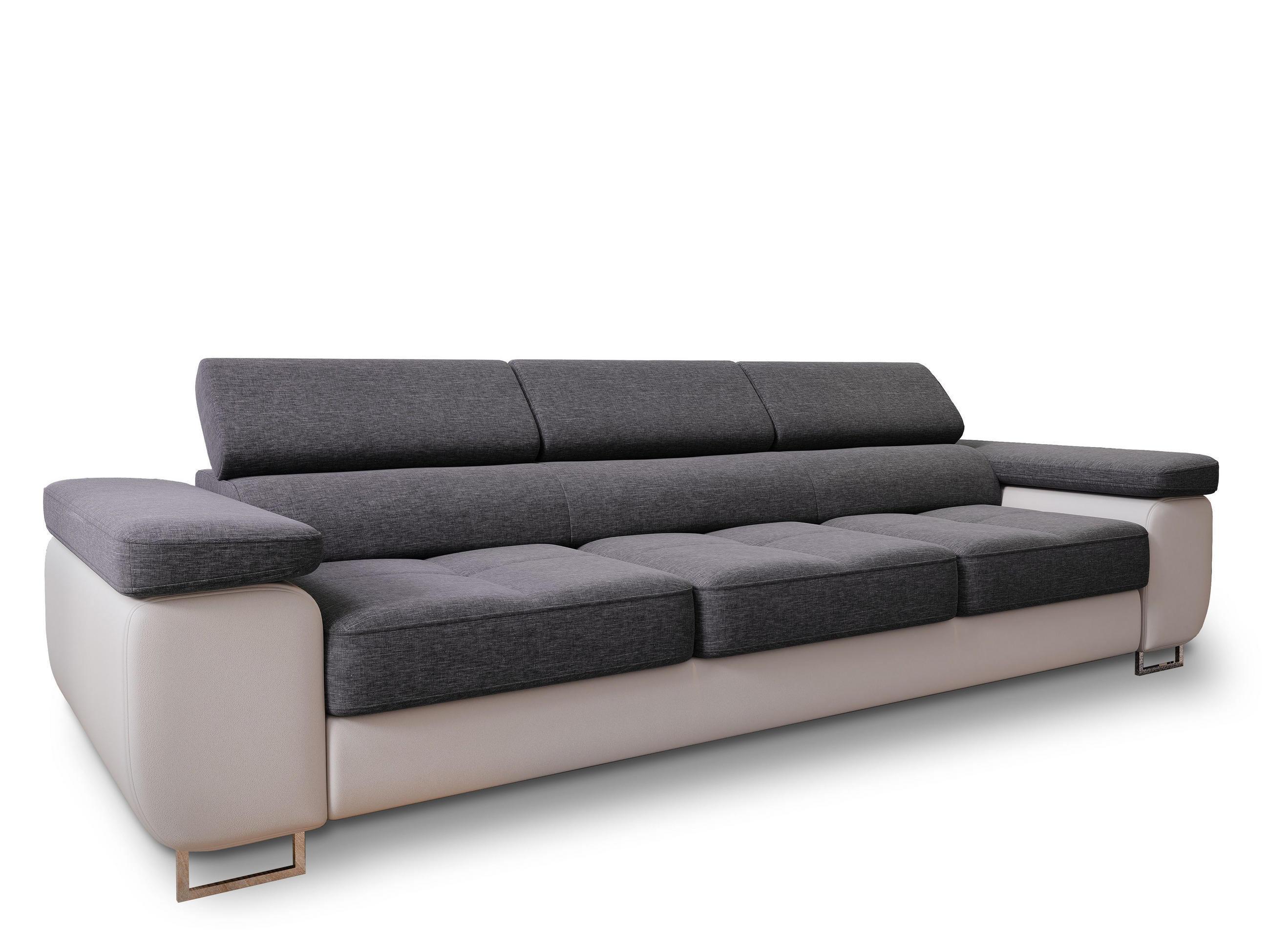 SCHLAFSOFA MOSINE Grau Geflochtener Stoff mit Schlaffunktion - Weiß/Grau, Holz (276/98/87cm) - MASSENO