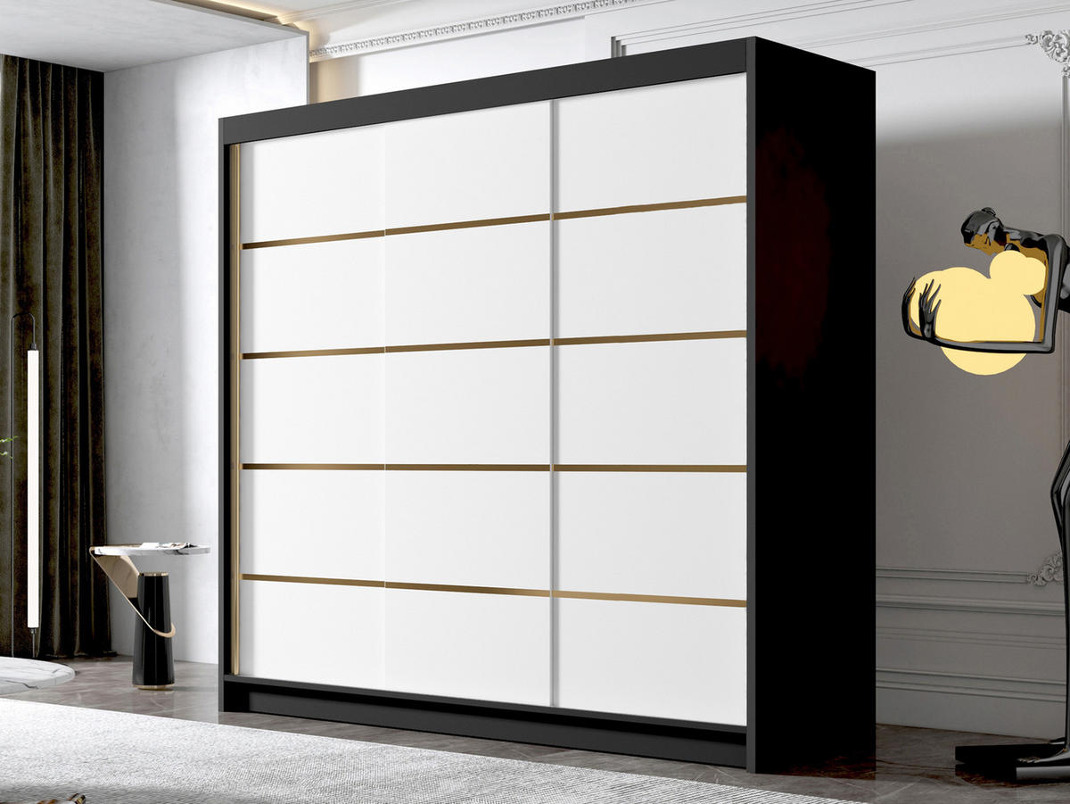 SCHIEBETÜRENSCHRANK Evo VII - Goldfarben, Holzwerkstoff/Metall (200/215/58cm) - MIRJAN24