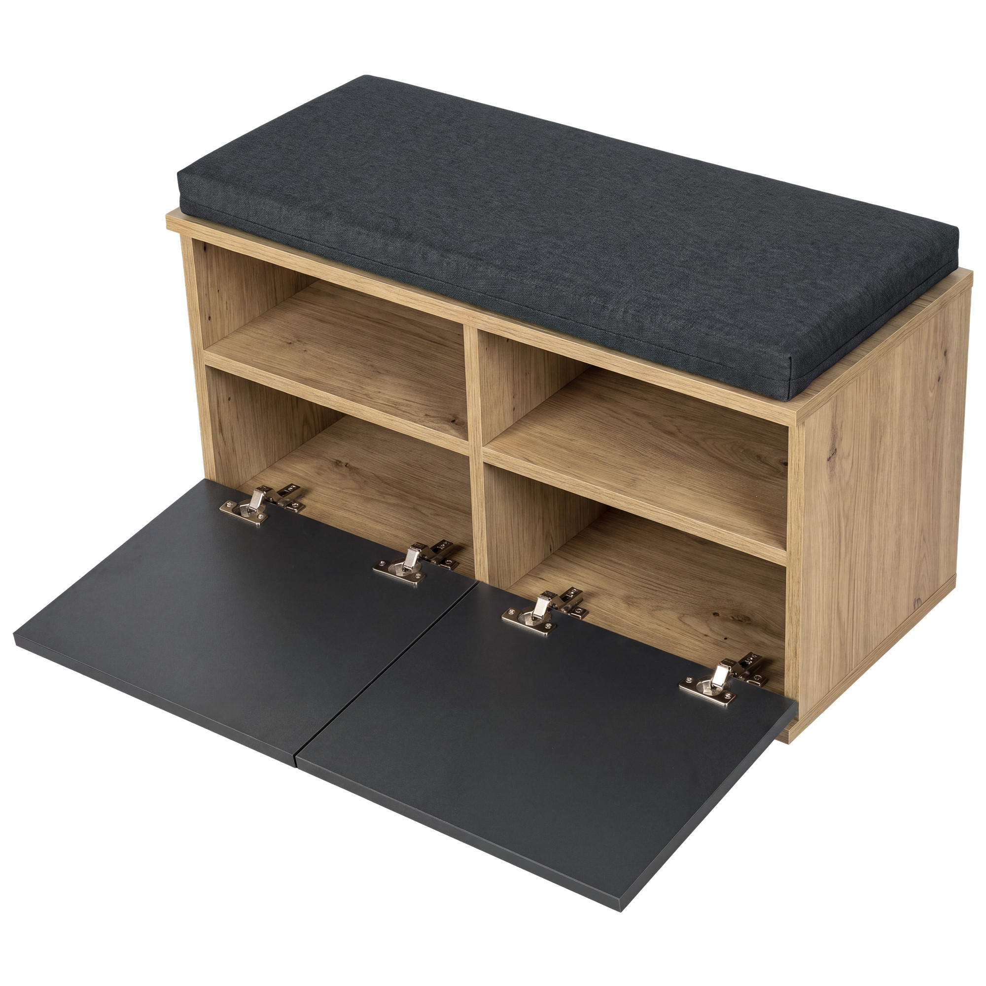 KLOP ZA ČEVLJE Brande - bela, tekstil/leseni material (80/42/35cm) - [en.casa]