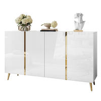 SIDEBOARD ONYX 4T 158 CM AUF GOLDENEN BEINEN PUSH OPEN - Weiß, Holzwerkstoff (158/88/41cm) - Lookway