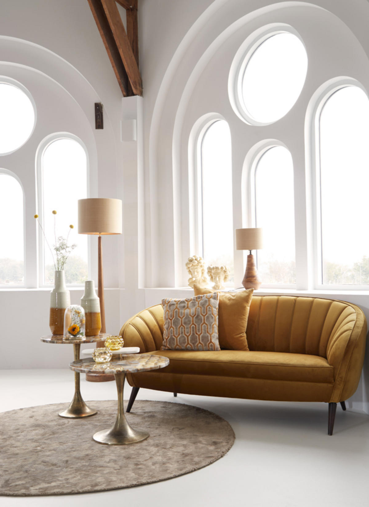 BEISTELLTISCH Rickerd Gelb Ø48/53 cm - Gelb, Metall (48/48/53cm) - Light & Living