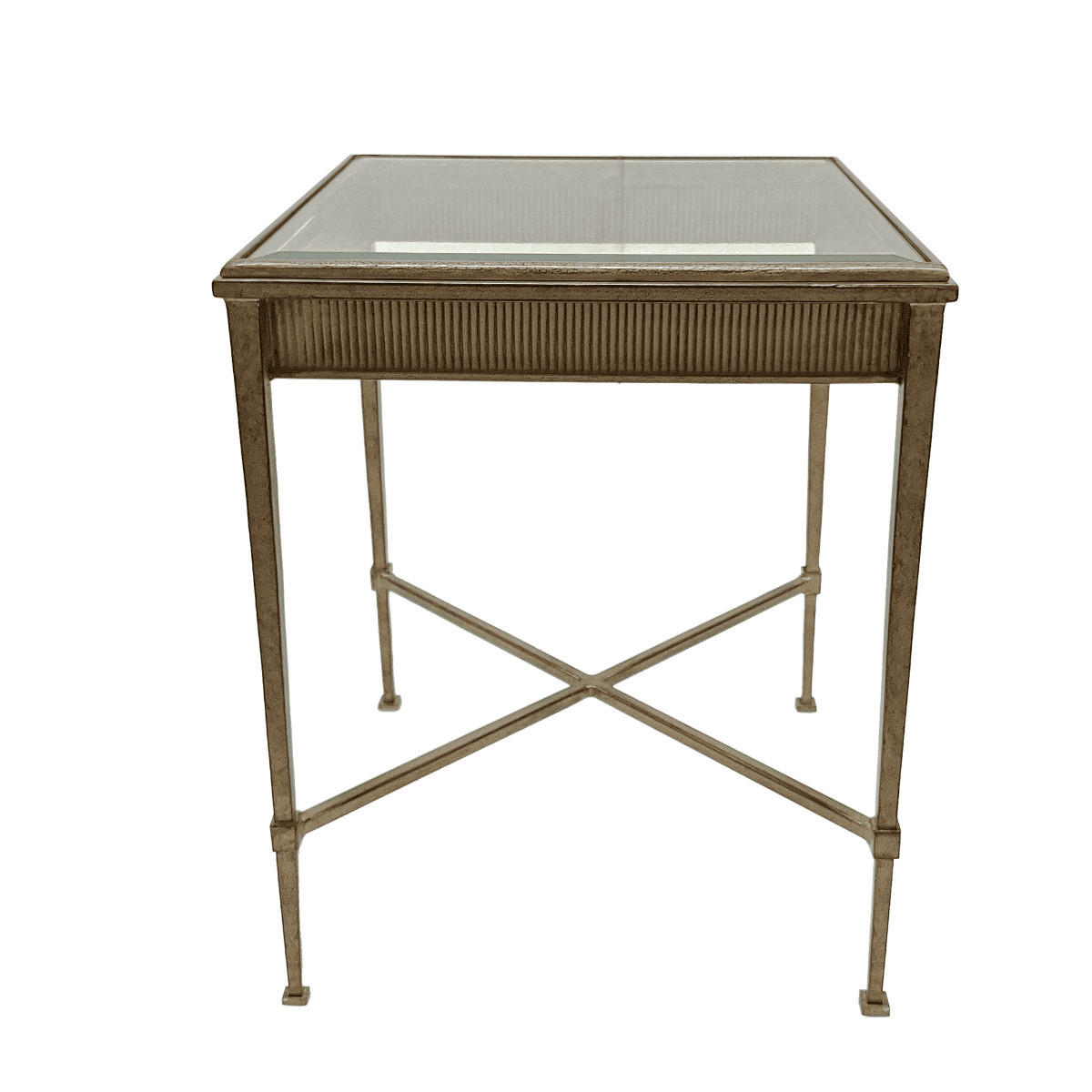 BEISTELLTISCH mit profiliertem Zierband L45 cm - ANTOINETTE - Goldfarben, Metall (45/45/56cm) - Signature