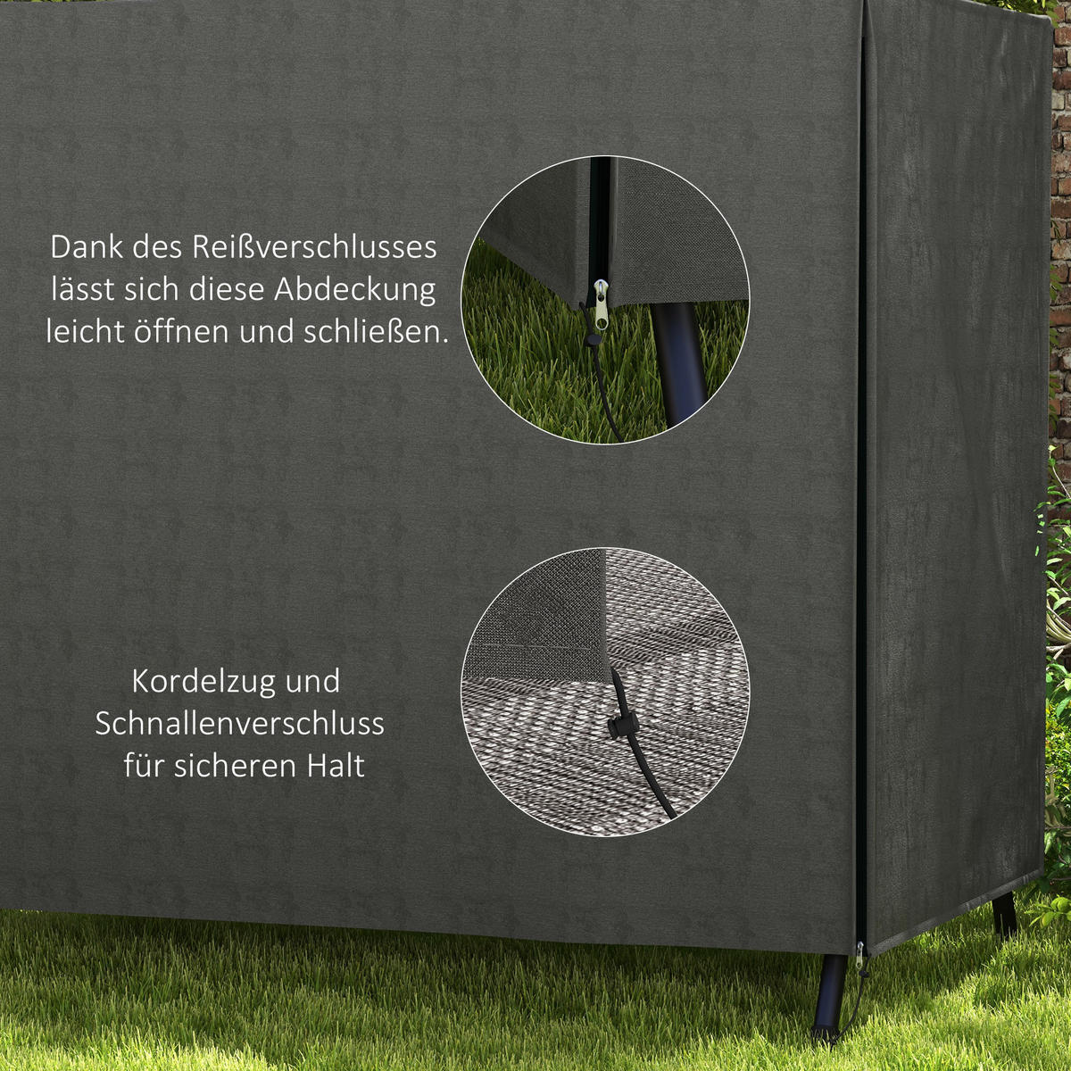 SCHUTZHÜLLE für Hollywoodschaukel aus Polyester Grau - Dunkelgrau, Kunststoff (114/152/177cm) - Outsunny