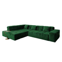 ECKSOFA MIT MOTORISCHEM SITZVORZUG NEVADA Smaragdgrün Velvet - Smaragdgrün/Schwarz, Textil (319/215cm) - KAWOLA