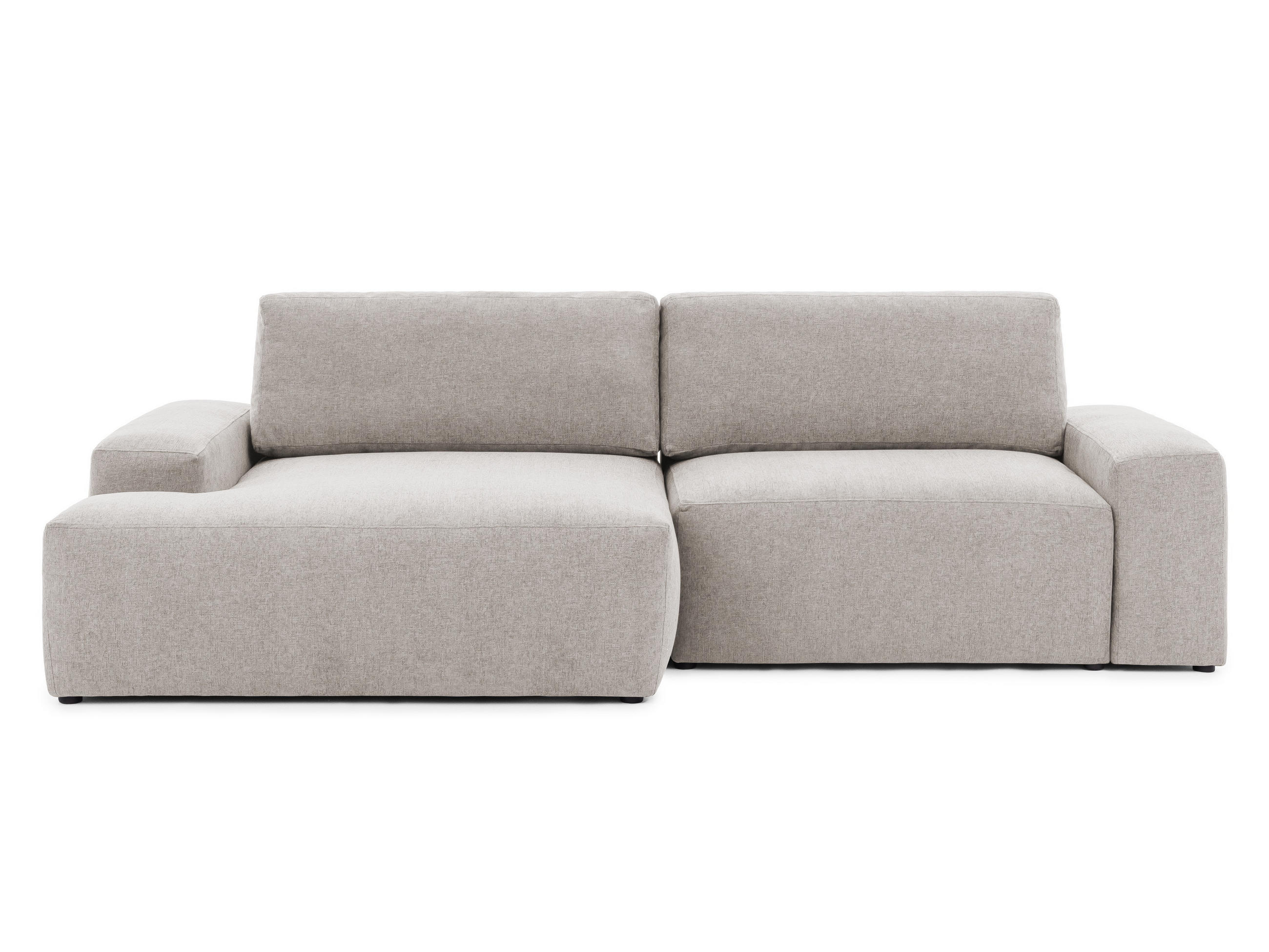 ECKSOFA Lennon aus Beige Strukturstoff mit Schlaffunktion und Bettkasten - Beige/Schwarz, Holz/Kunststoff (137/264cm) - S-Style