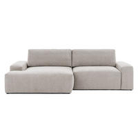 ECKSOFA Lennon aus Beige Strukturstoff mit Schlaffunktion und Bettkasten - Beige/Schwarz, Holz/Kunststoff (137/264cm) - S-Style