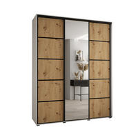 SCHWEBETÜRENSCHRANK 235,2/190/45 3-türig - Schwarz/Eiche Artisan, Holz/Metall (190/235/45cm) - Abiks Möbel