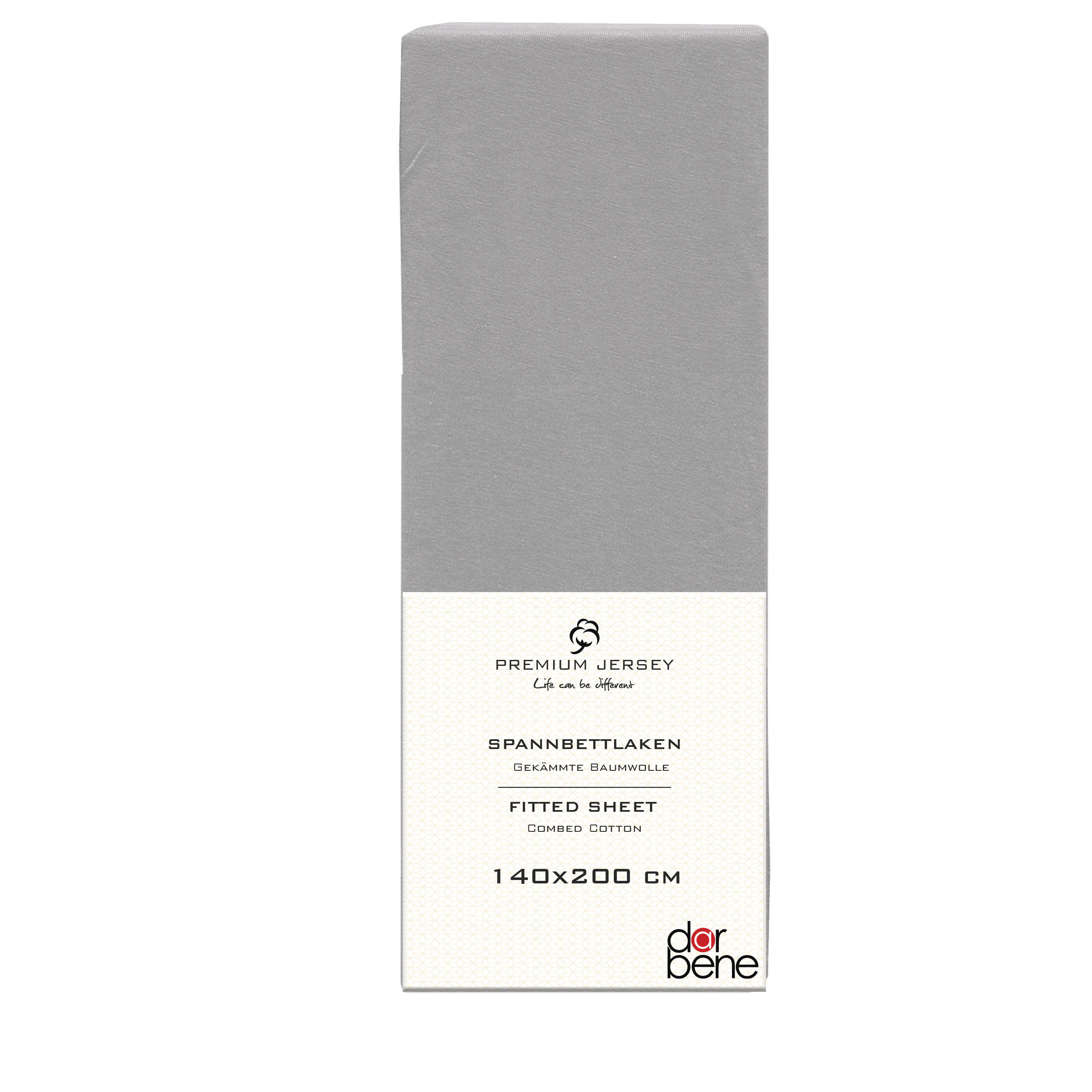 SPANNBETTLAKEN Premium Jersey Baumwolle - Hellgrau, Naturmaterialien (140/200cm) - DarBene