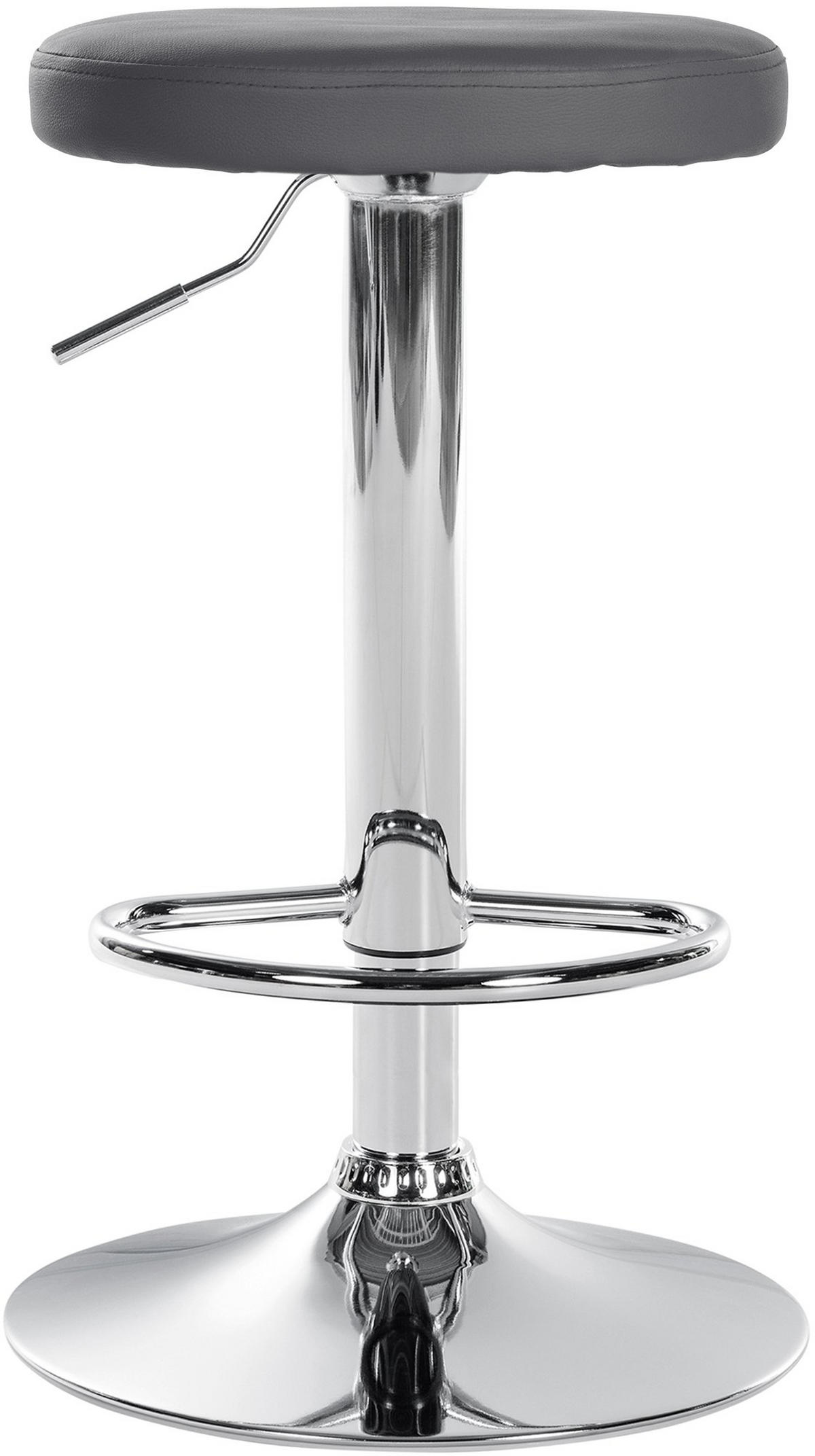 BARHOCKER Pontius Kunstleder chrom grau - Chromfarben/Grau, Kunststoff/Metall (38.5/81/38.5cm) - TPFLiving