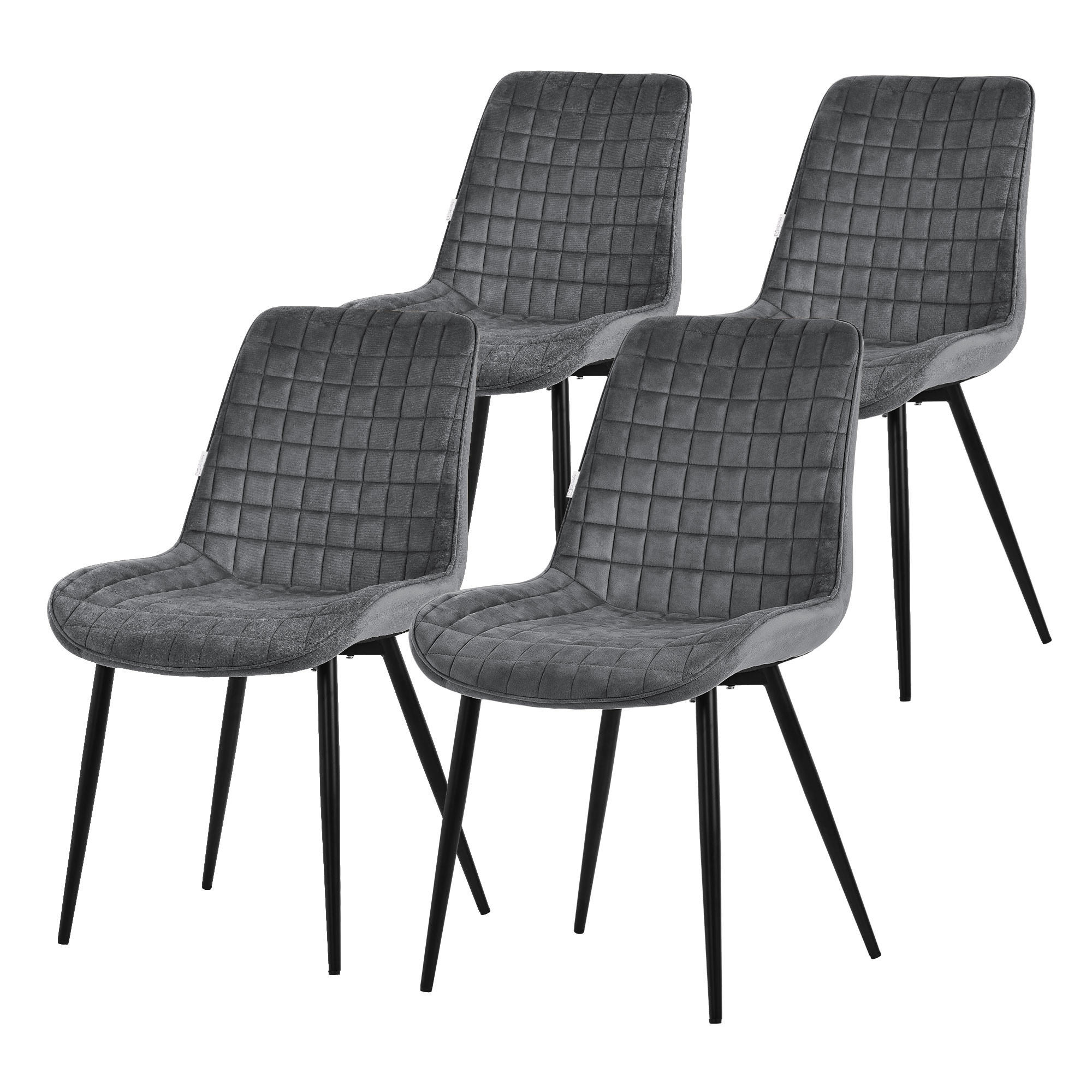 ML-DESIGN JÍDELNÍ ŽIDLE, SADA 4 KS, antracitový samet