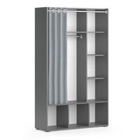 KLEIDERSCHRANK Luigi Grau 105.8 x 178.1 cm mit Vorhang-Kleiderstange - Grau, Holzwerkstoff (38/178.1/105.8cm) - Vicco