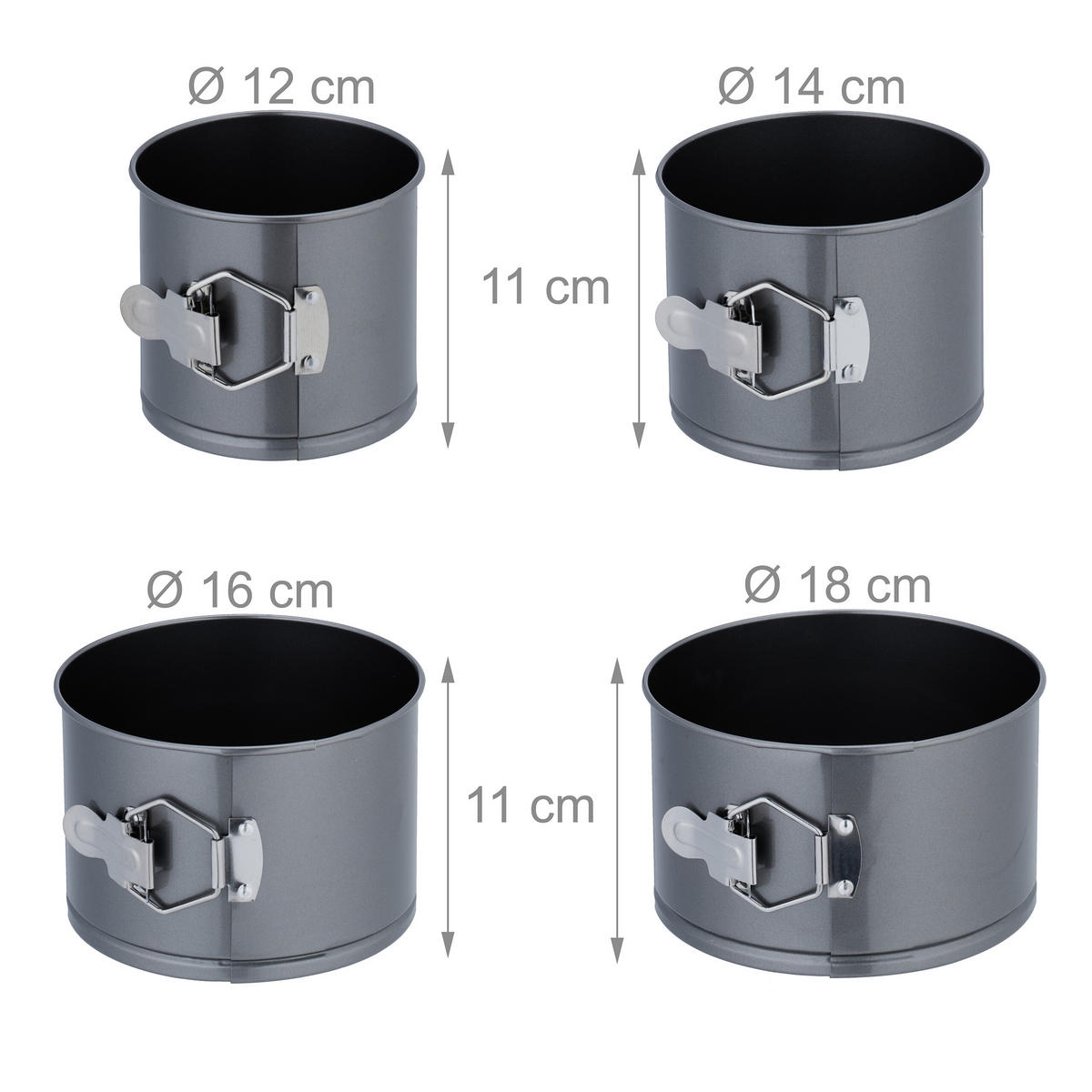 4-TLG.SPRINGFORM-SET - Anthrazit, Metall (18/11/18cm) - Relaxdays