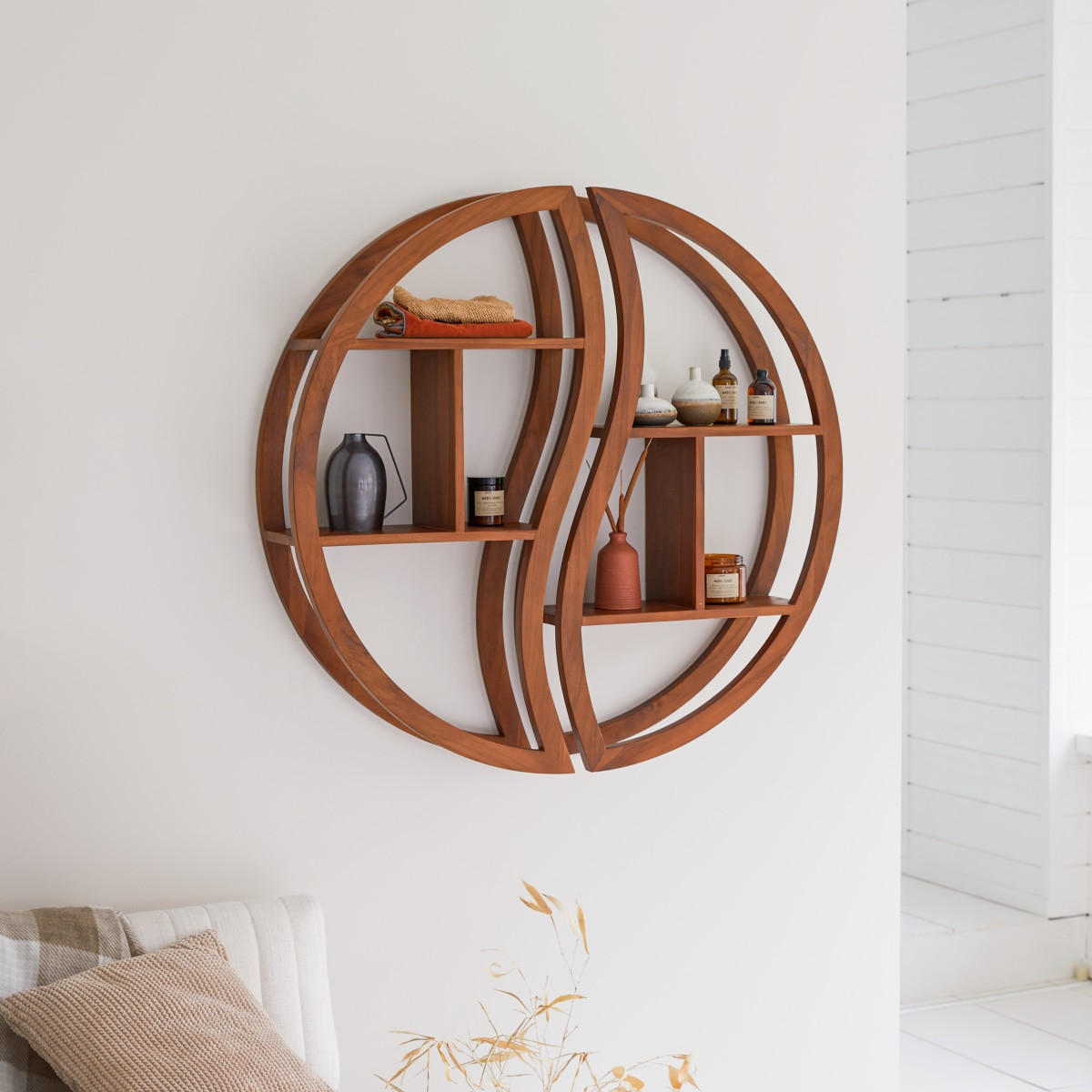 BÜCHERREGAL Ying Yang Natur aus Teak - Naturfarben, Holz (100/100/20cm) - Tikamoon
