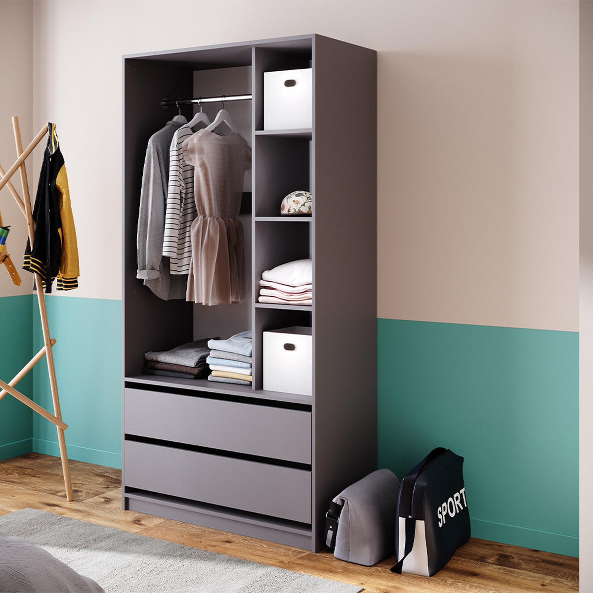 ŠATNÍ SKŘÍŇ Elmo Antracit - antracitová, kompozitní dřevo (100/200/50cm) - Vicco