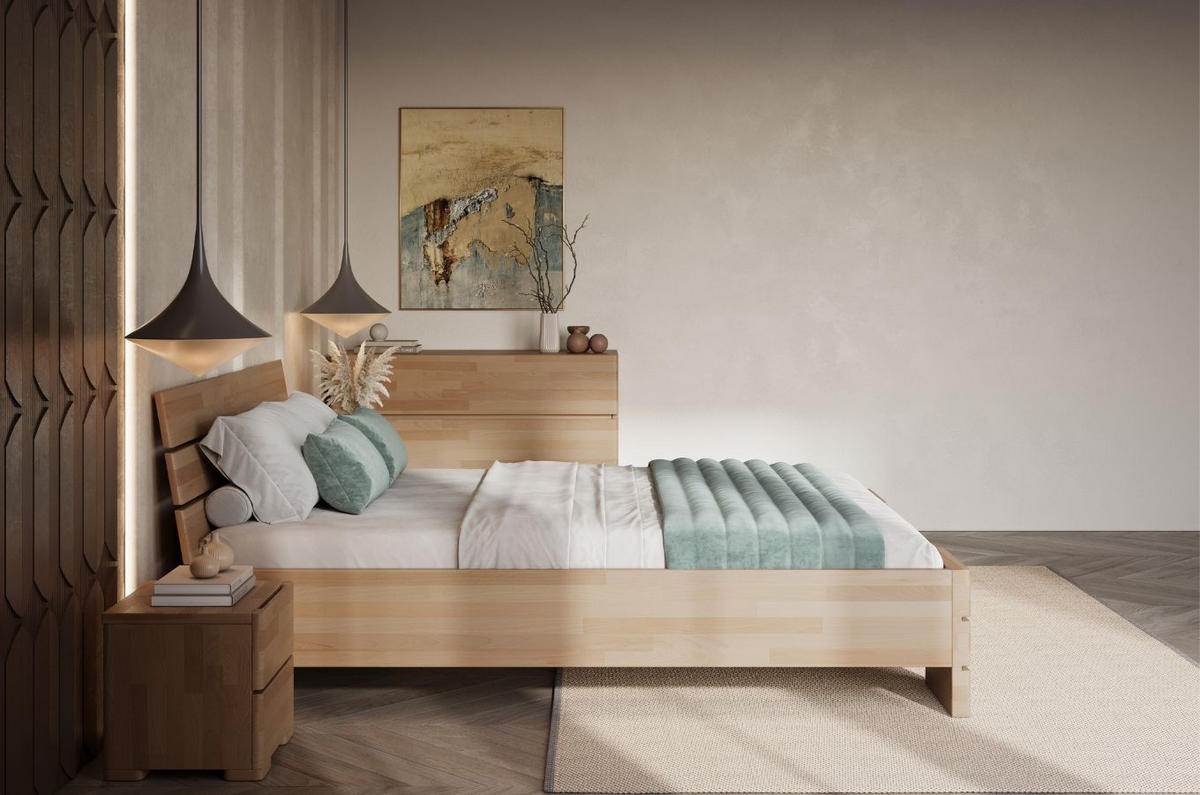 MASSIVHOLZBETT Sandema, Buche - lackiert, Naturfarben, 180x200 - Buchefarben, Holz/Buchenholz (180/200cm) - Visby