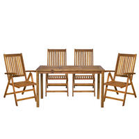 SITZGRUPPE Akana mit 4 Stühlen und 1 Tisch - 135x80 cm - Akazienholz geölt - Naturfarben, Holz - TPFGarden