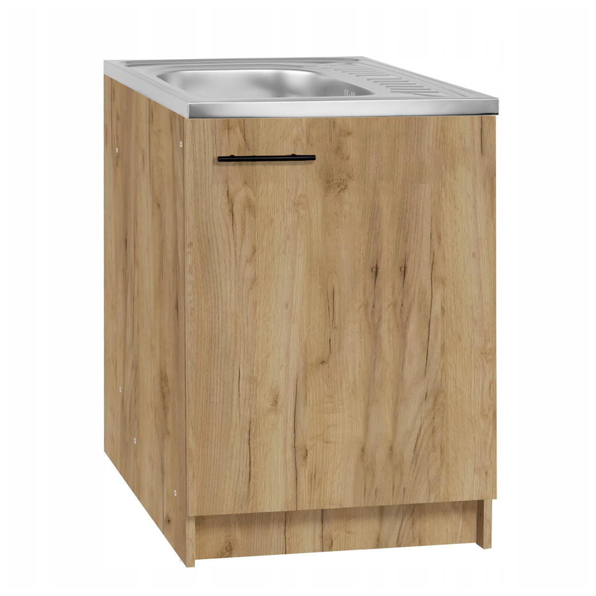 SPÜLUNTERSCHRANK 60cm mit Spüle + Armatur + Siphon Eichenfarbe - Eichefarben, Holzwerkstoff (60/82/50cm) - Stamar