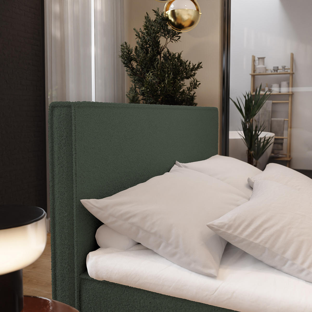 BOXBETT PELLIO 160x200 cm mit Matratze und Topper - Grün - Grün, Holz (160/200cm) - MASSENO