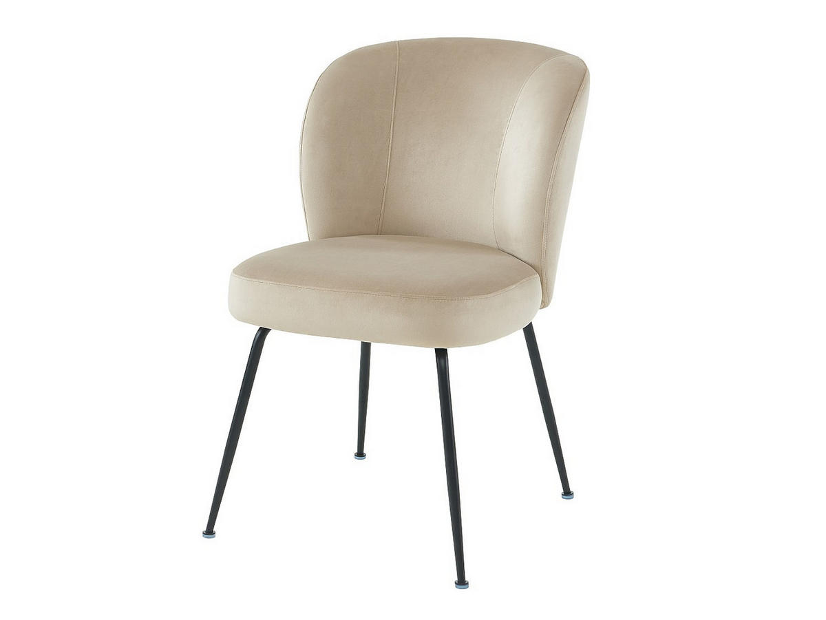 STUHL 6er-Set - Samt & Metall - Beige - POLPONA - Beige, Textil (52/79/67.5cm) - Vente-Unique