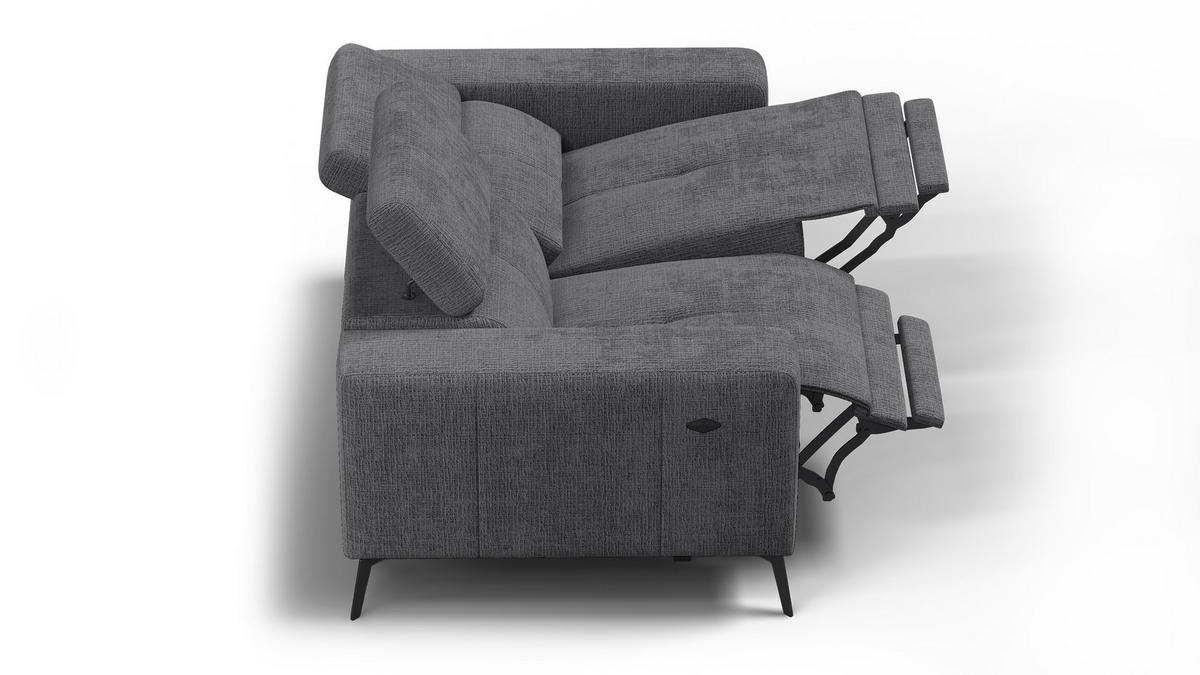 RELAXSOFA MORELLO 2-Sitzer, dunkelgrau, 2 x Relax Zero Gravity - Dunkelgrau, Holz/Textil (164/82/103cm) - Courtois Laville