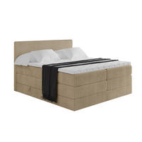 BOXSPRINGBETT mit Matratze H3|H4 und Lattenrost - TOLO KING 140x200 Cord - Beige - Beige, Holzwerkstoff (140/200cm) - ALTDECOR