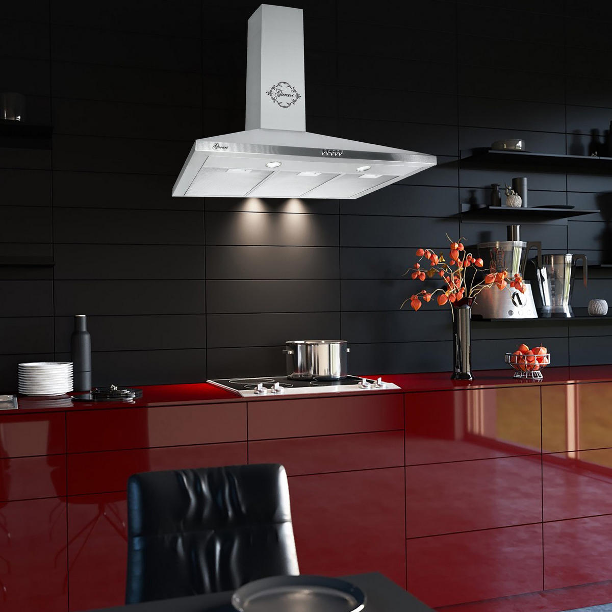 DUNSTABZUGSHAUBE GCH C 147 IS 9 N 90 cm Edelstahl - Silberfarben, Metall (90/87/47cm) - Gurari