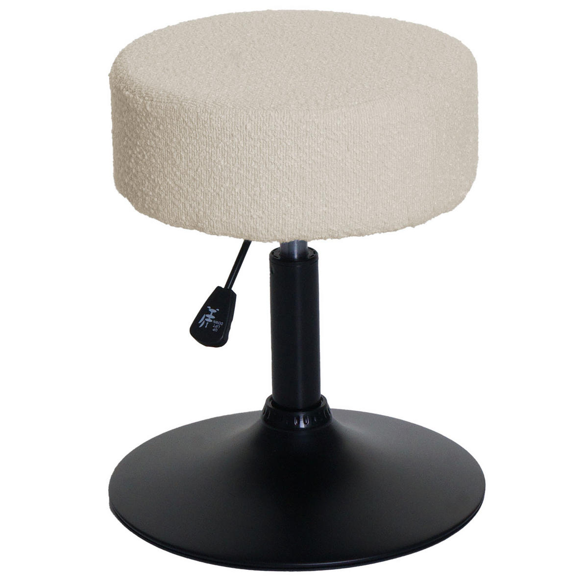 HOCKER höhenverstellbar und drehbar Sitzhöhe 45-57cm Ø 37cm Stoff Bouclé Weiß - Beige, Textil (37/57/37cm) - PROREGAL