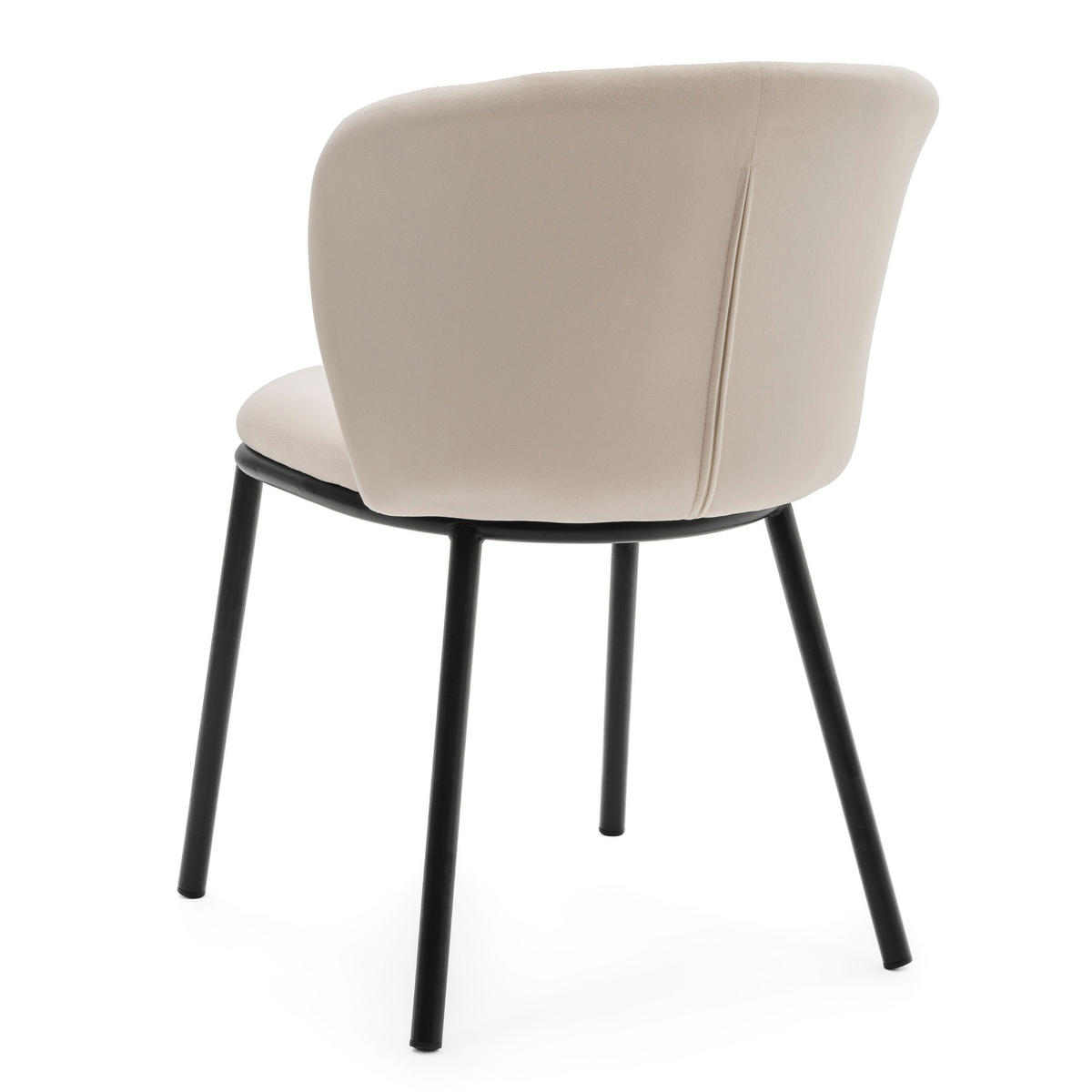 STUHL BARI gepolsterter mit Steppung - beige - Samt Velour - Beige/Schwarz, Textil/Metall (54/81/57cm) - NEW HOME