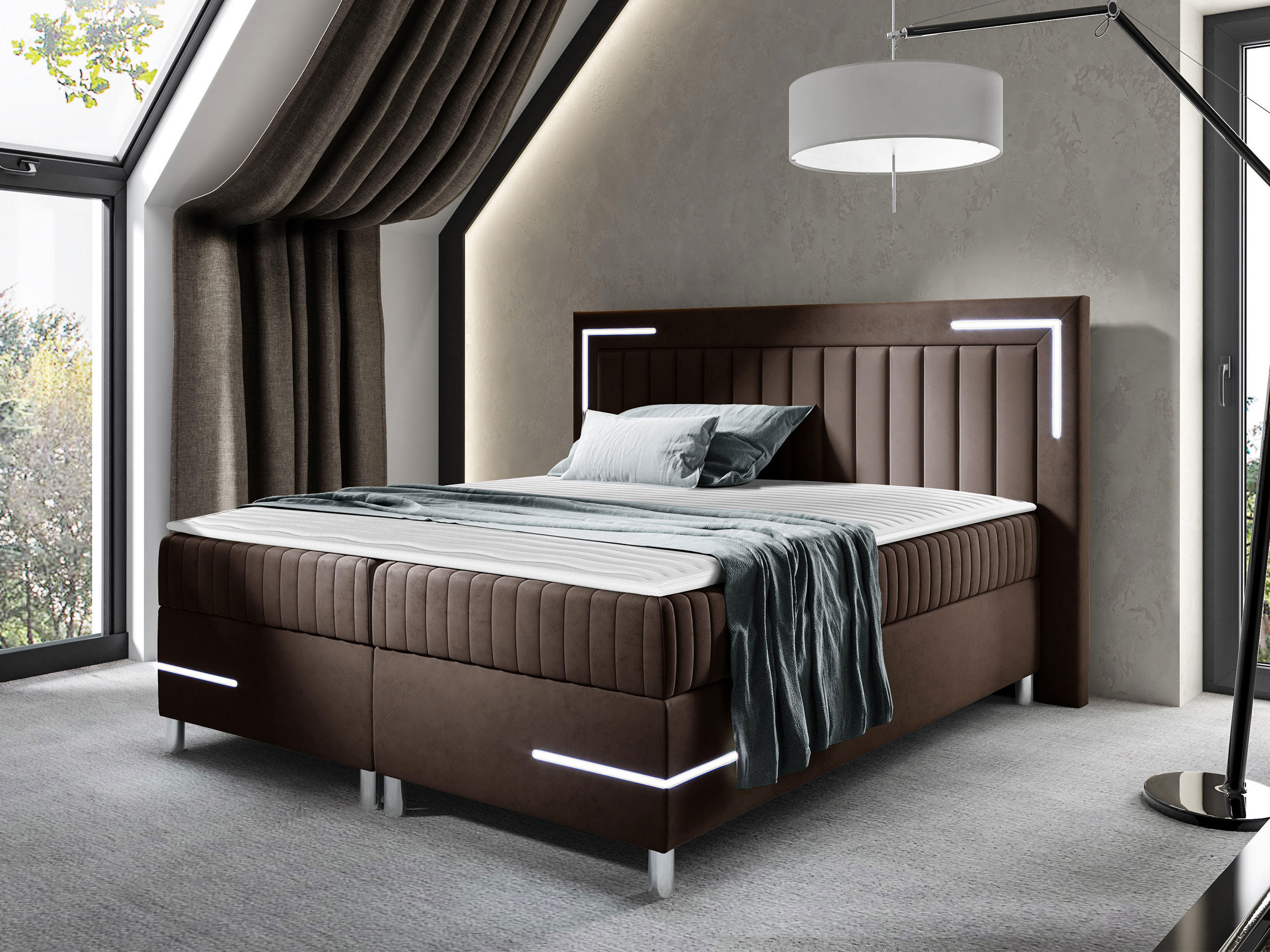 BOXBETT Tenosi 3 LED - Braun, Holz (200/200cm) - MIRJAN24