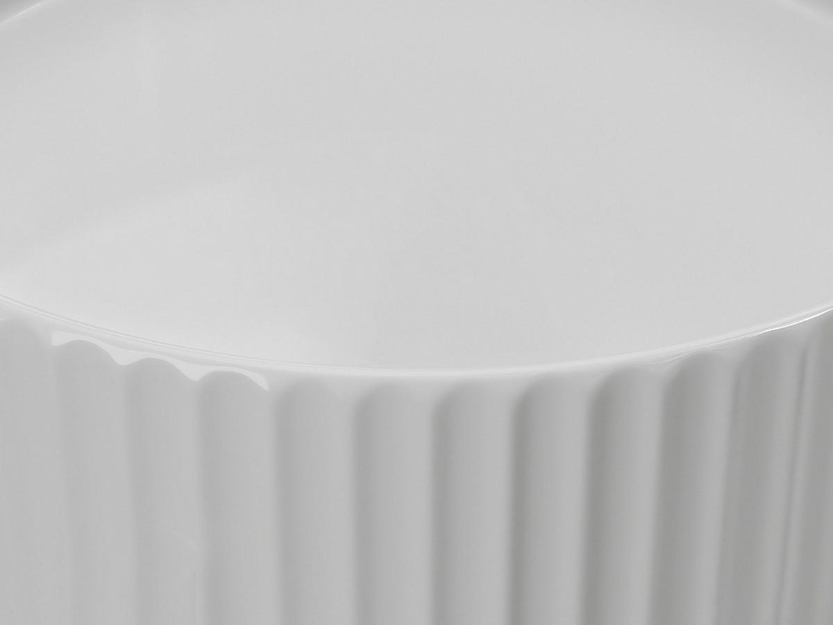 AUFSATZWASCHBECKEN rund - Weiß - Keramik - geriffelt - 36 cm - PEDARA - Weiß, Keramik (36/12/36cm) - Vente-Unique