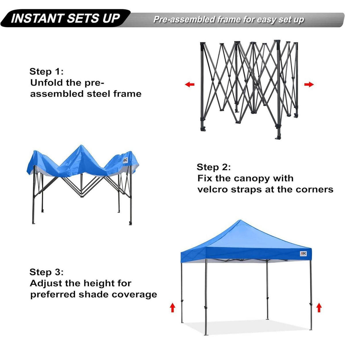 PAVILLON Pop-Up Königsblau 2,5 x 2,5 m - Blau, Metall (243.8/335.3/243.8cm)
