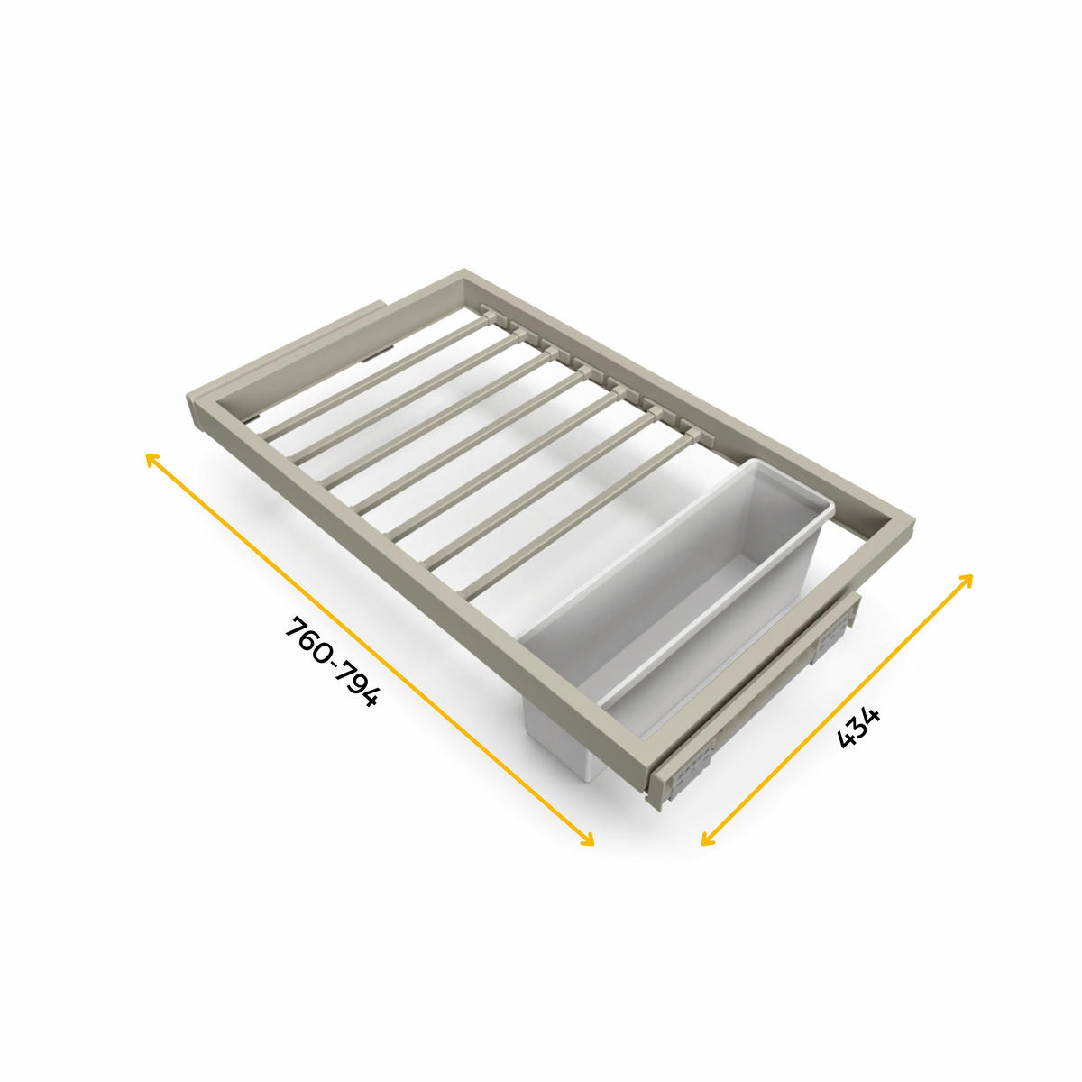 HOSENTRÄGER, 1 Tablett und 1 sanft schließenden Gleitrahmen für Kleiderschränke, verstellbar, Modul 800mm, Steingrau 7er-set - Grau, Kunststoff (77.5/15/52.5cm) - EMUCA