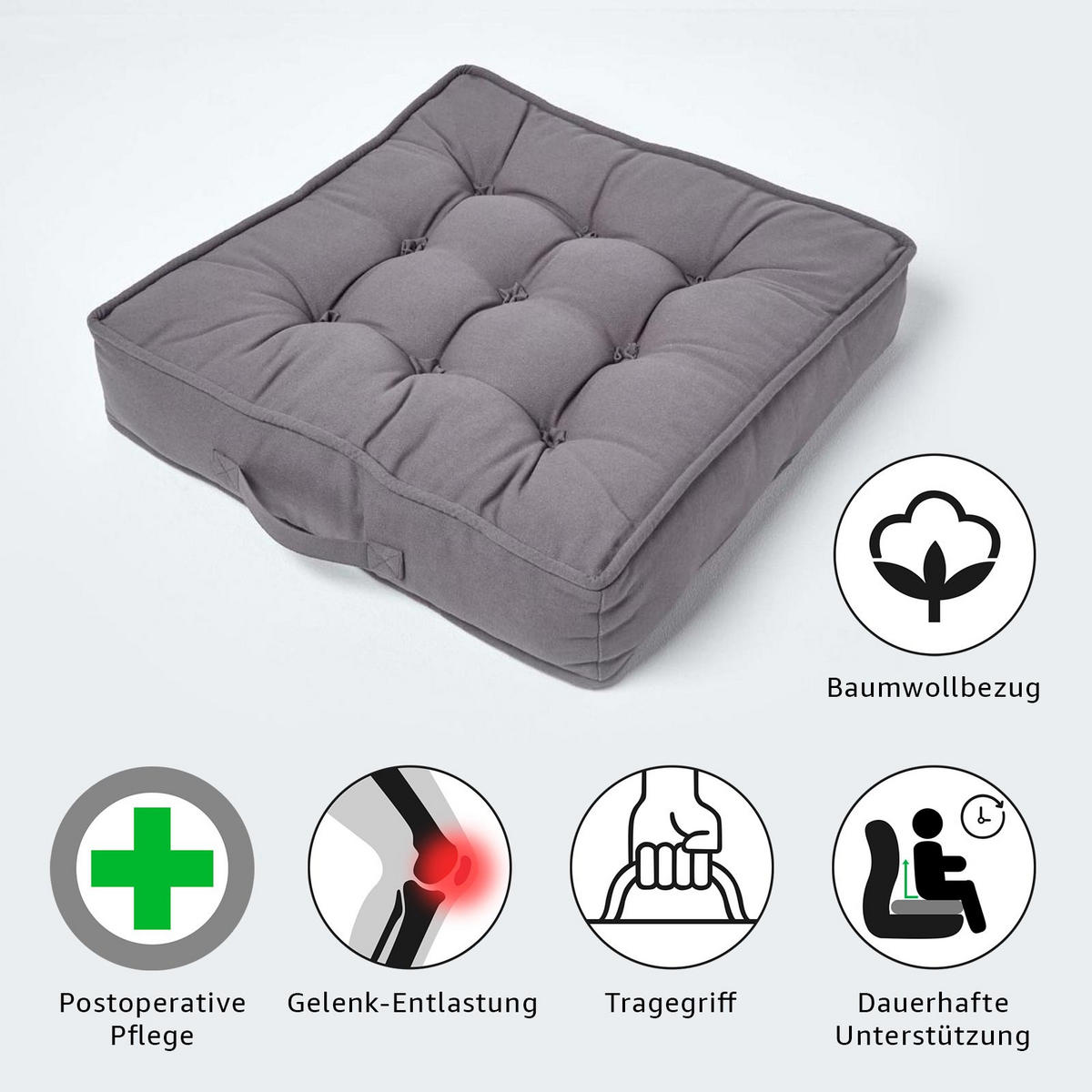 SITZKISSEN schiefergrau 50/50/10 cm – Sesselkissen, Baumwolle - Grau, Textil (50/50/10cm) - Homescapes