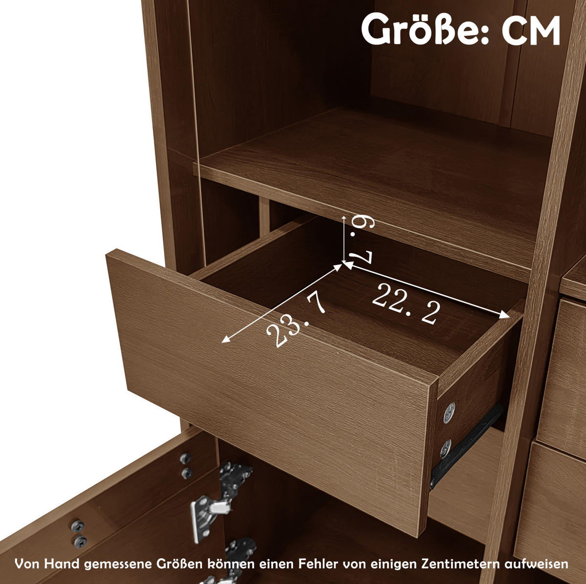 VITRINENSCHRANK aus MDF 75x35x164 cm in Nussbaumoptik mit Glasfront, 4 Schubladen und Stauraum - Walnussfarben, Holzwerkstoff (75.5/164.5/35cm) - IVMEU