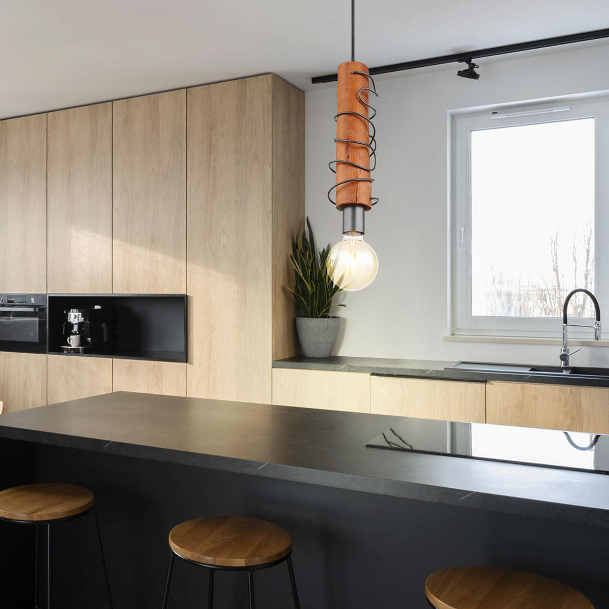 HÄNGELEUCHTE ALICE Holz Braun 2er Set - Braun, Holz (10/10/120cm) - Globo Lighting