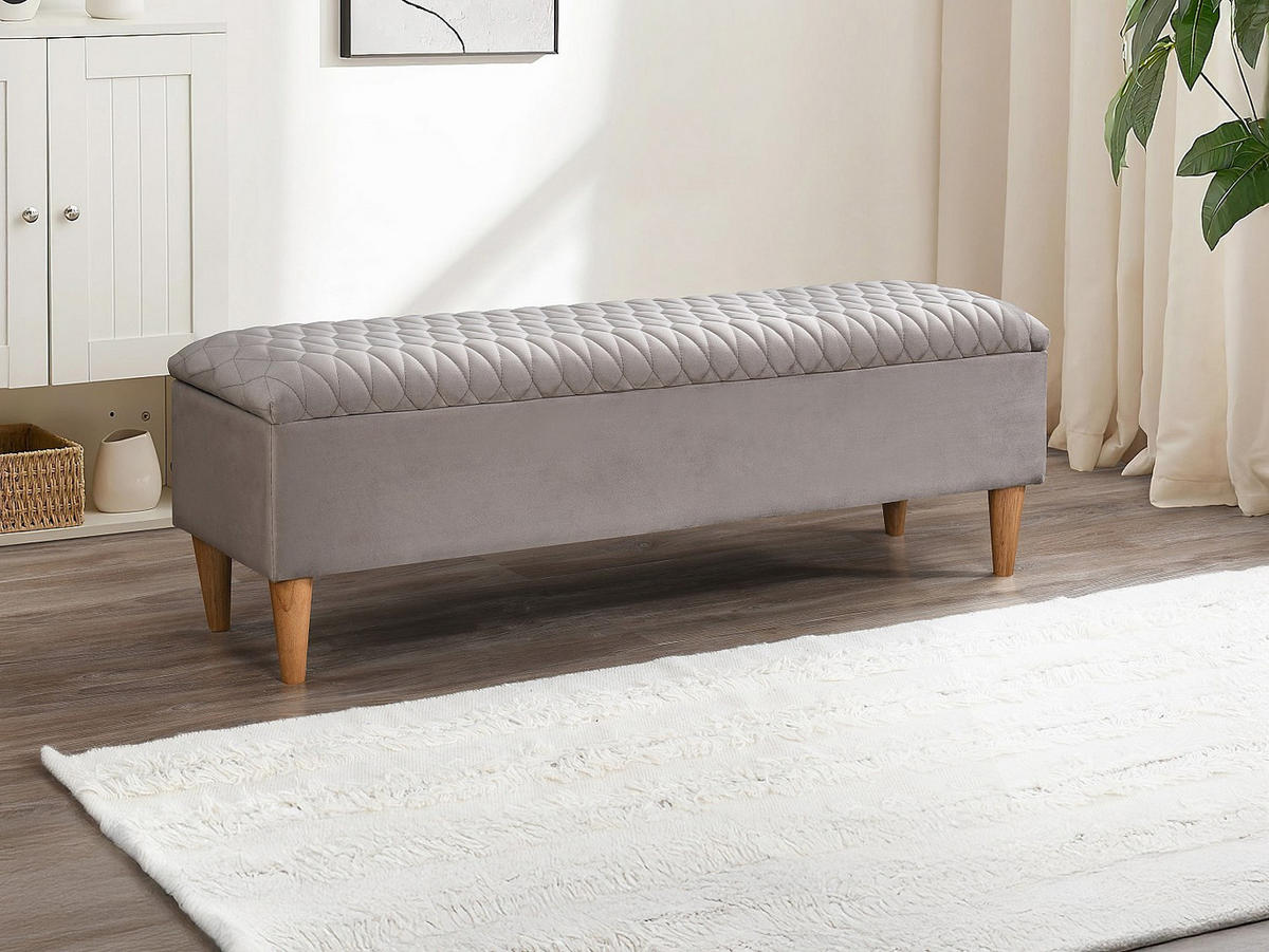 SITZBANK mit Stauraum - Samtstoff - Beige - DANIELE - Beige, Textil (130/44.5/40cm) - Vente-Unique