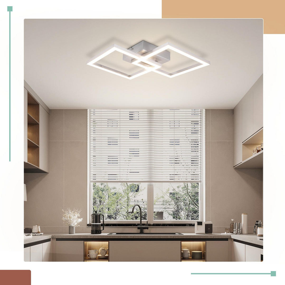 LED-DECKENLEUCHTE Luchetti 6/29.5/47cm - Goldfarben, Metall (29.5/6/47cm) - Nettlife