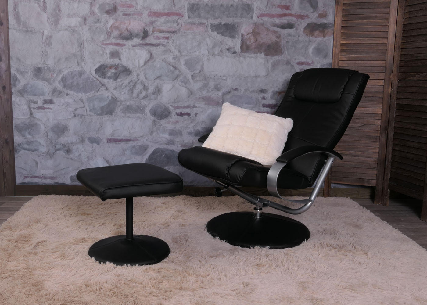 RELAXSESSEL MIT HOCKER Schwarz - Schwarz, Textil (68/101/83cm) - MCW