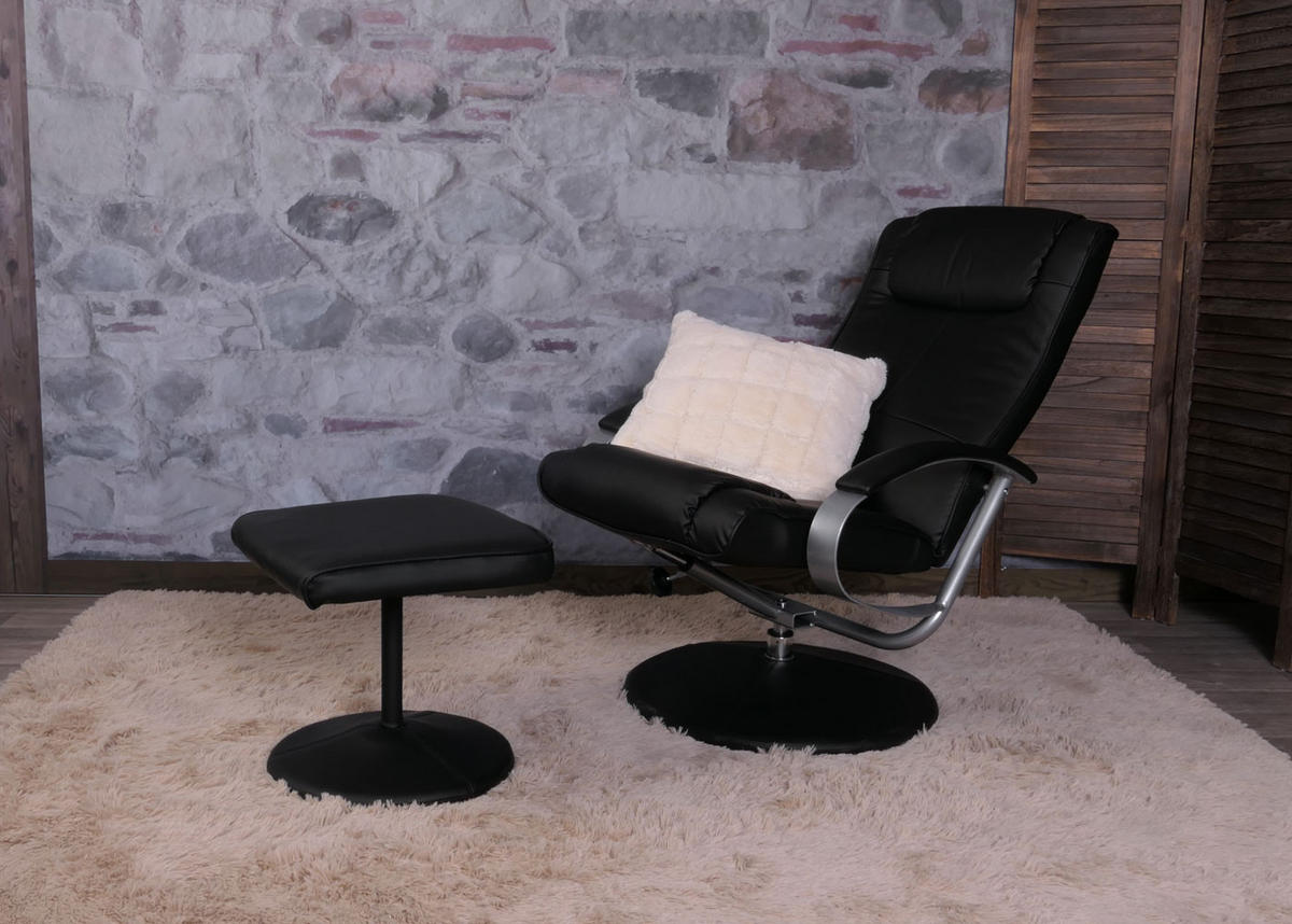 RELAXSESSEL MIT HOCKER Schwarz - Schwarz, Textil (68/101/83cm) - MCW