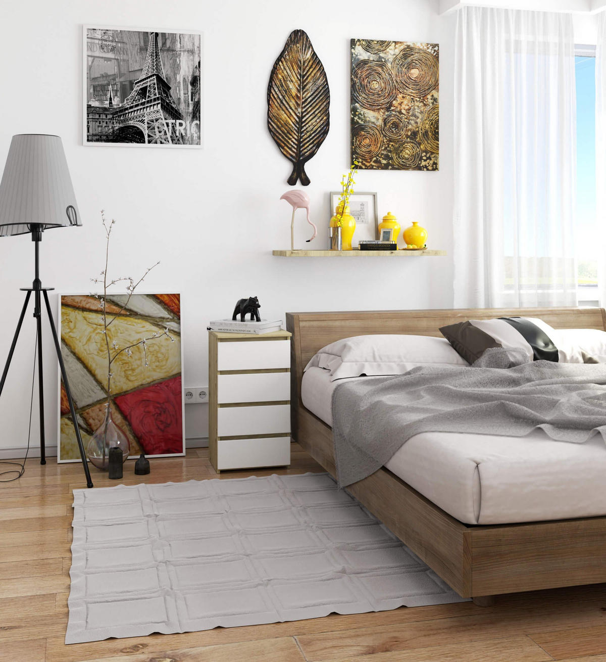 KOMMODE CL4, Artisan-White, 40x35x74 cm - Eiche Artisan/Weiß, Holz (40/74/35cm) - Milordbikes