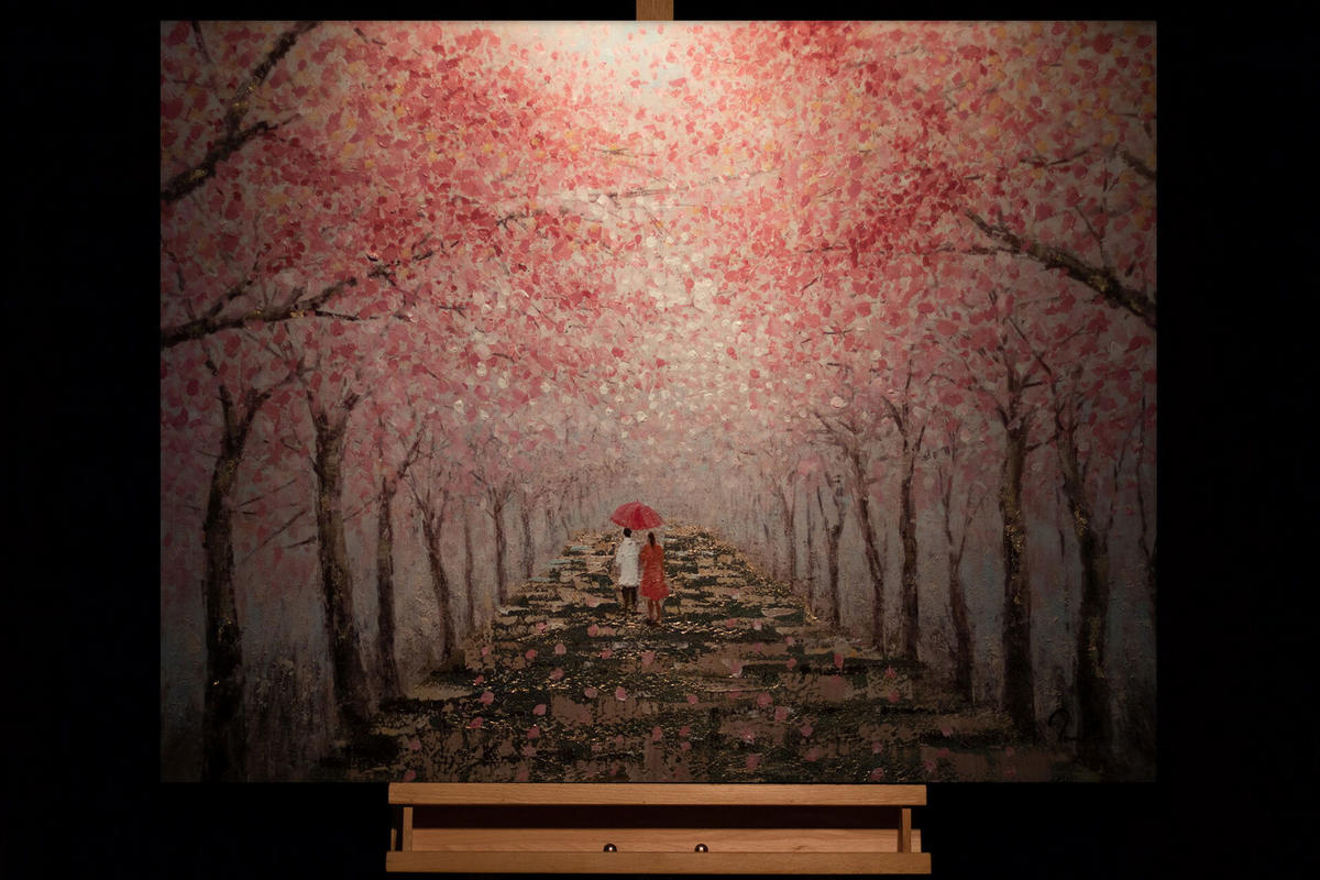 ÖLGEMÄLDE 100/70 cm - Pink/Braun, Holz/Textil (1.9/70cm) - KUNSTLOFT