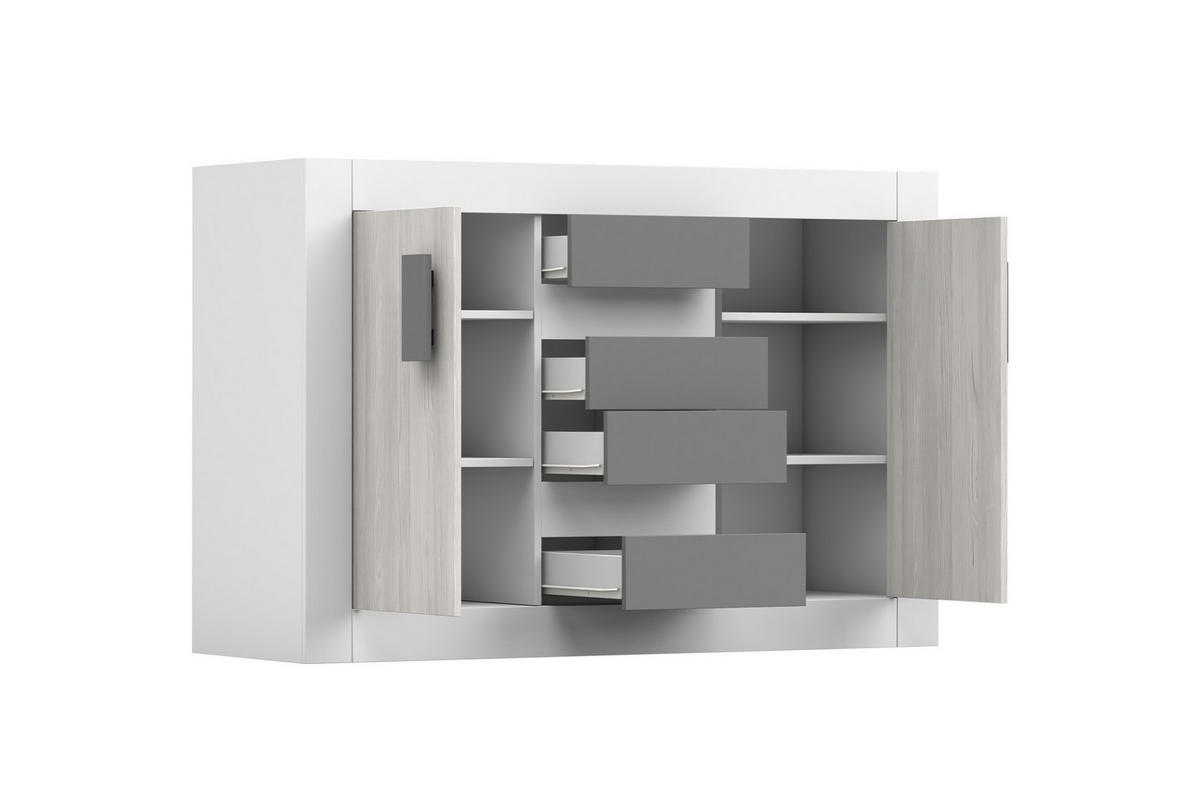 SIDEBOARD HEAVEN 2D4S 145/96/50 in Weiß/Kathult - Eichefarben/Weiß, Holzwerkstoff (145/96/50cm) - Deine Möbel 24