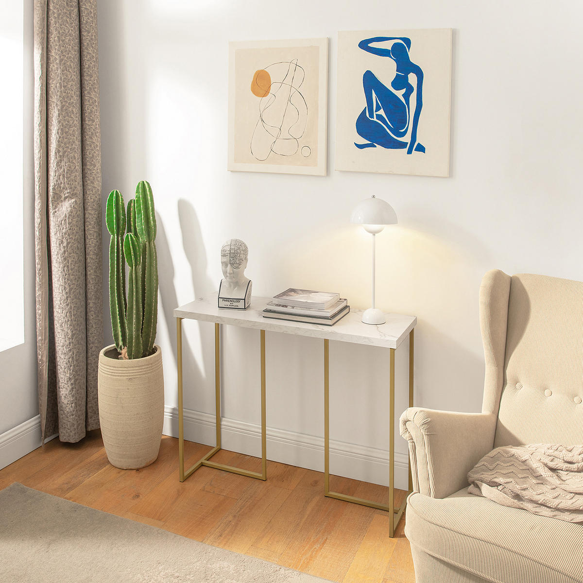 KONSOLENTISCH Golden - Goldfarben, Holzwerkstoff (36/100/75cm) - SoBuy