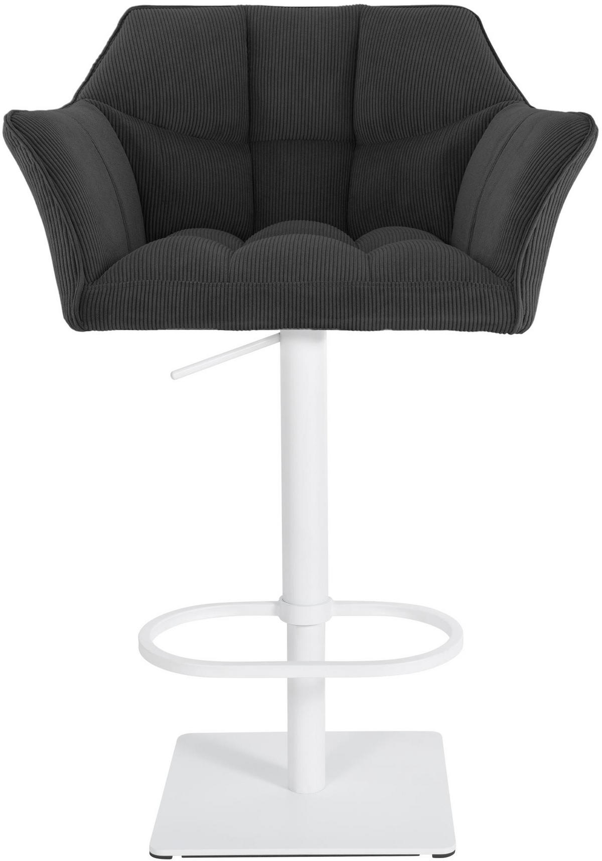 BARHOCKER Cord Dunkelgrau - Dunkelgrau/Weiß, Textil/Metall (64/88/45cm) - CLP