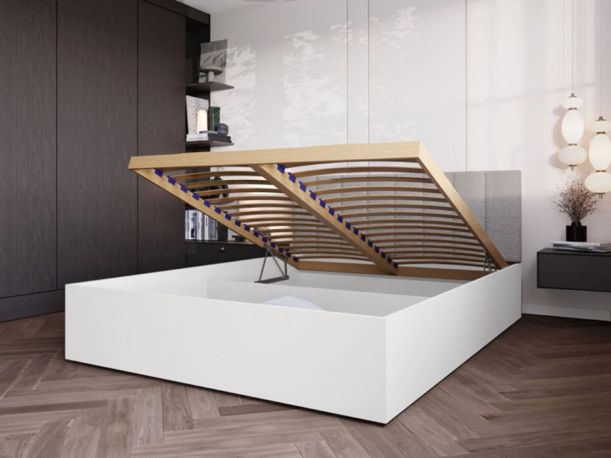 BETT Weiß STYLE Mit Matratze Gepolsterter Beiger Kopfteil 120x200 cm - Beige/Weiß, Textil (120/200cm) - Sepro Meble