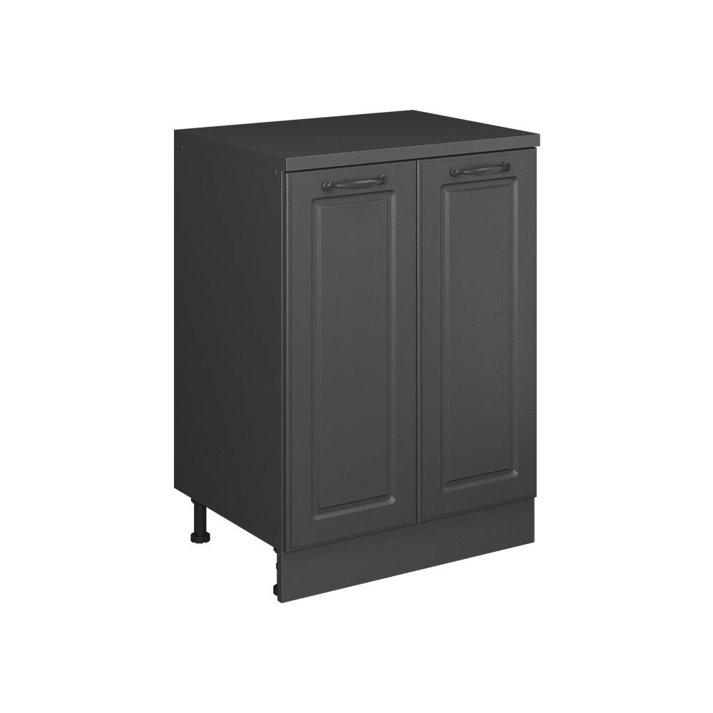 KUHINJSKA OMARA ZA POŠEVNE STREHE R-Line, Antracitna podeželska hiša, 60 cm brez naklona z 2 vrati - antracit, leseni material (60/83.8/46cm) - Vicco