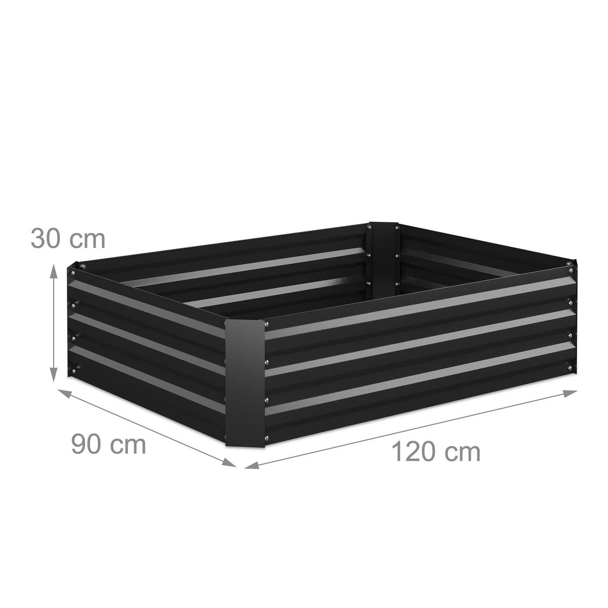 HOCHBEET - Schwarz, Metall (120/30/90cm) - Relaxdays