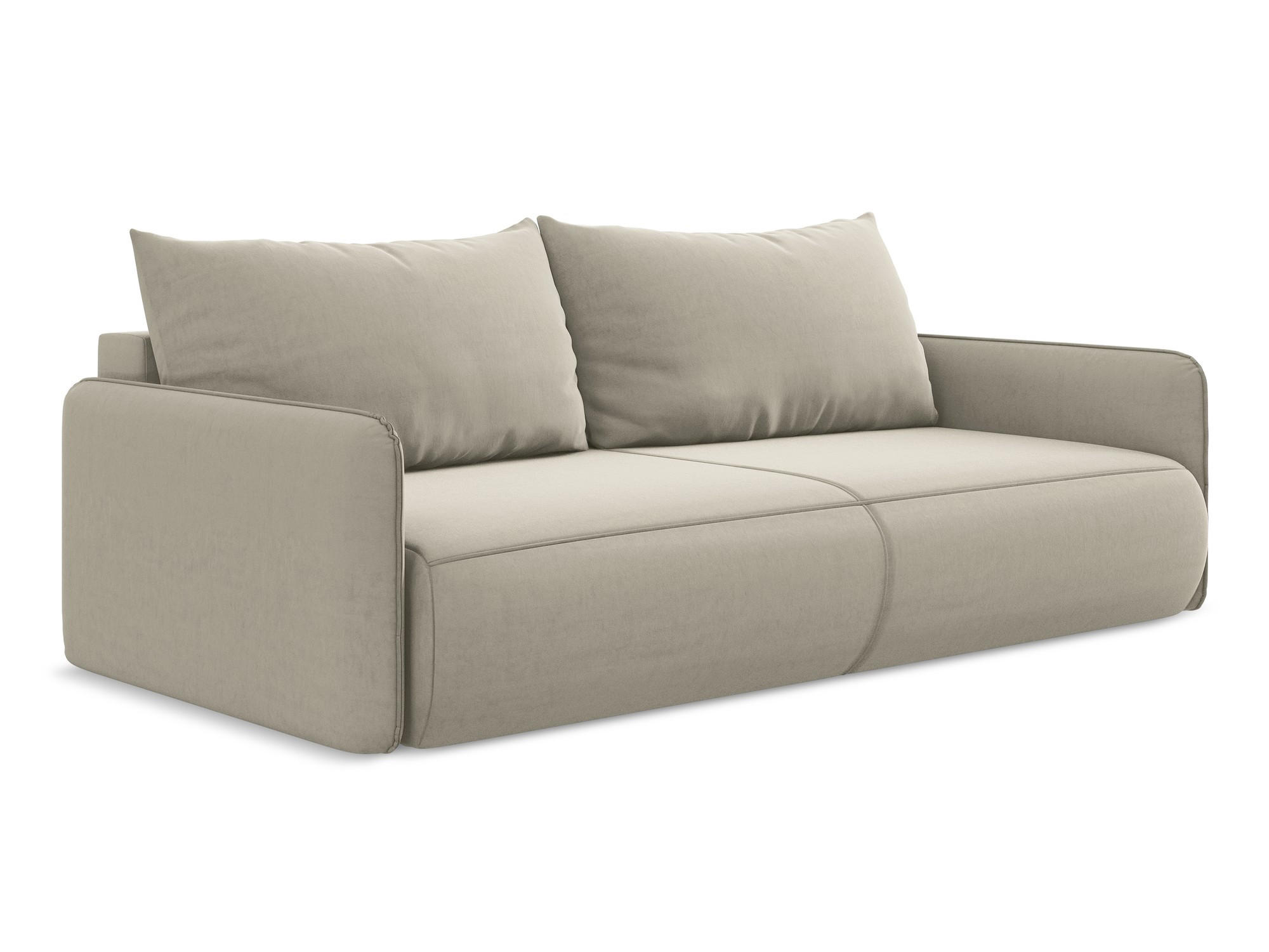 3-SITZER SOFA mit Schlaffunktion Samt Stoff Creme - Perlmutt/Creme, Kunststoff/Textil (216/86/105cm) - Makamii