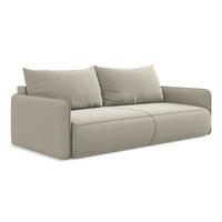 3-SITZER SOFA mit Schlaffunktion Samt Stoff Creme - Perlmutt/Creme, Kunststoff/Textil (216/86/105cm) - Makamii